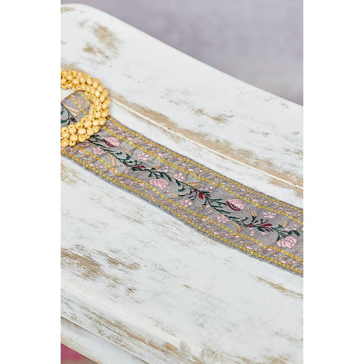 Pol Clothing - Vente Ceinture – femme - Ceinture brodée à fleurs avec boucle ronde perlée1