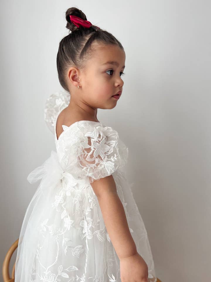 A Little Lacey - Wholesale Dress - Kids - Vienna Girls White Embroidered Dress