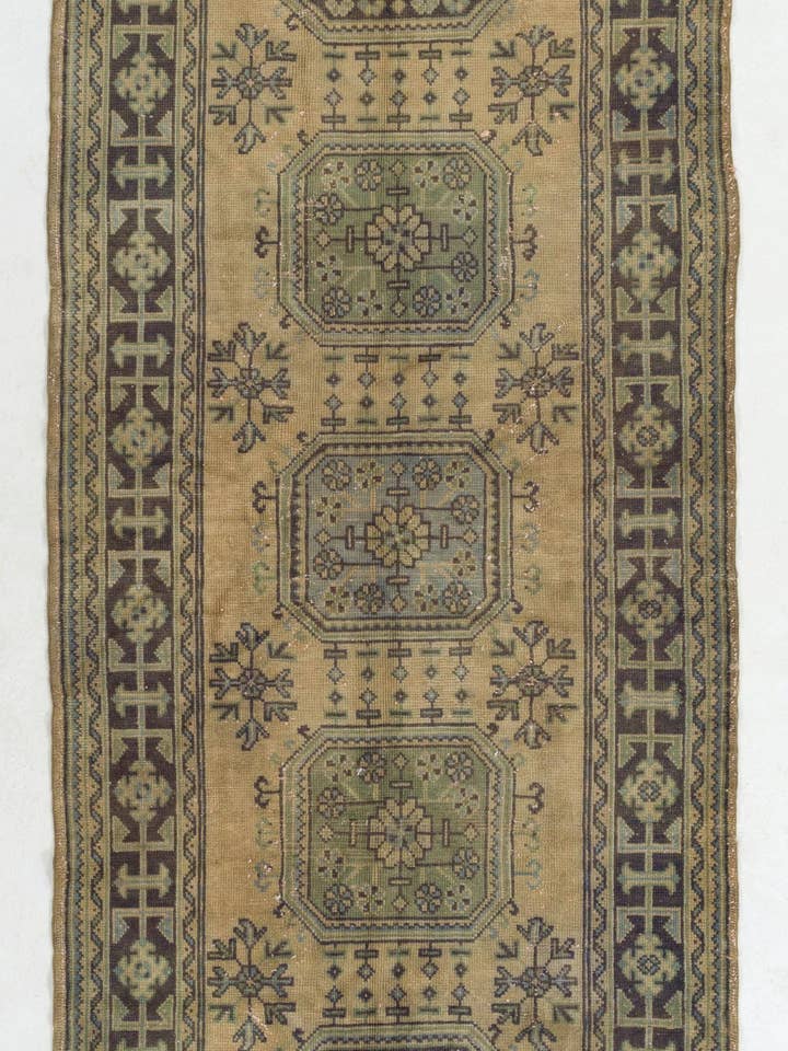 4.3x11.3 Ft Vintage Turkish Oushak Runner Rug for Hallway for wholesale by Rug Specialist LLC.