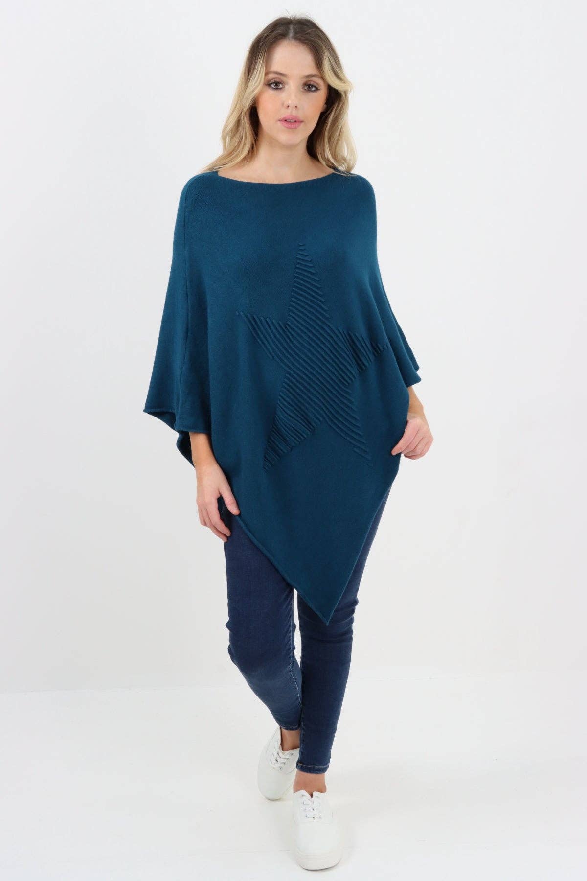 Miss Bold – wholesale Poncho – Women's – Italian Knitted Lagenlook Star Poncho45