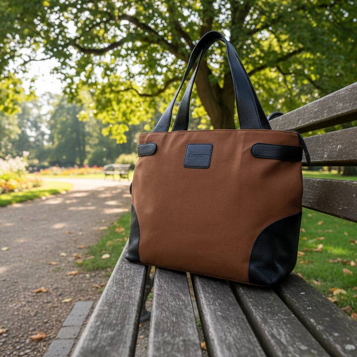 Genuine Leather and Canvas Tote Bag – Black and Brown for wholesale by Alta Quero