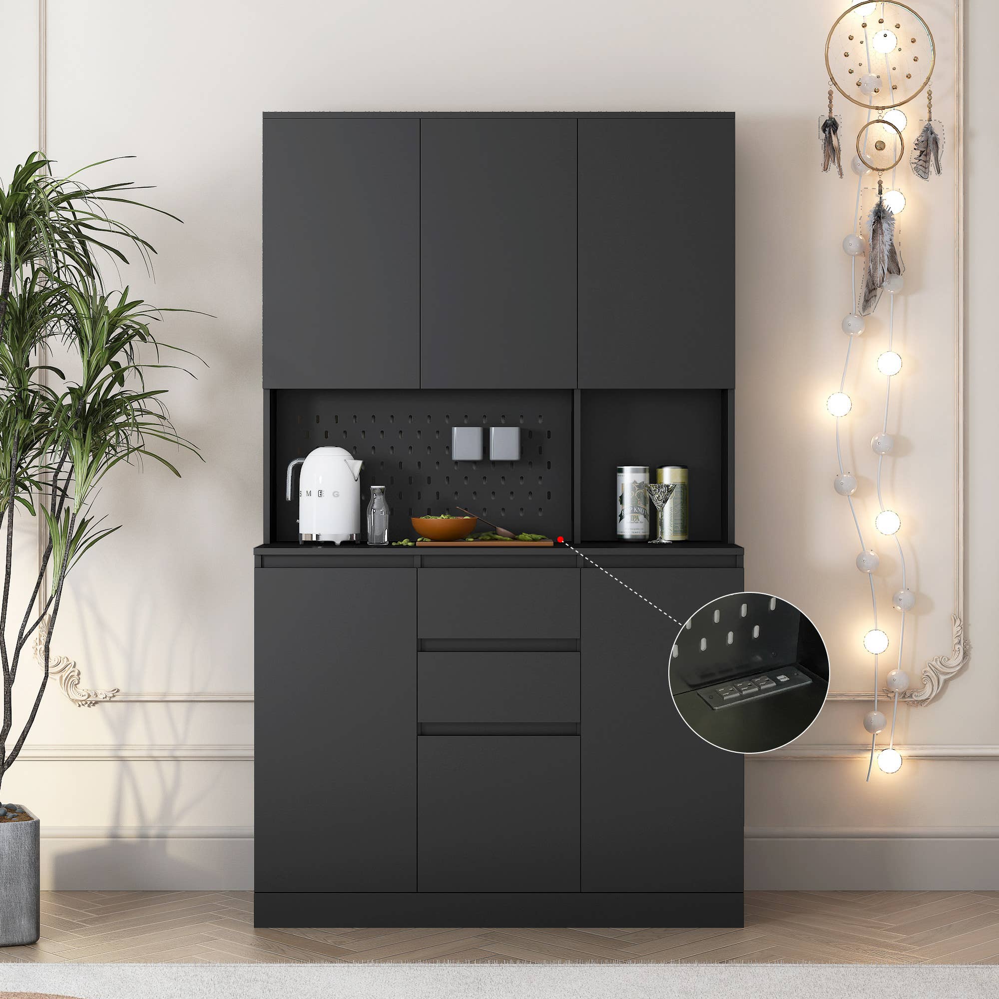 39F Inc. - Vente Armoire - Armoire de garde-manger 74", station de charge, support pour micro-ondes20