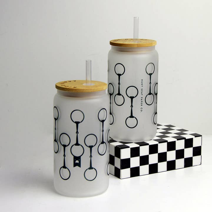Snaffle Bit Glass Tumbler with Bamboo Lid and Straw and other Purchase Wholesale engraved cups. Free Returns & Net 60 Terms on Faire trending on Faire.