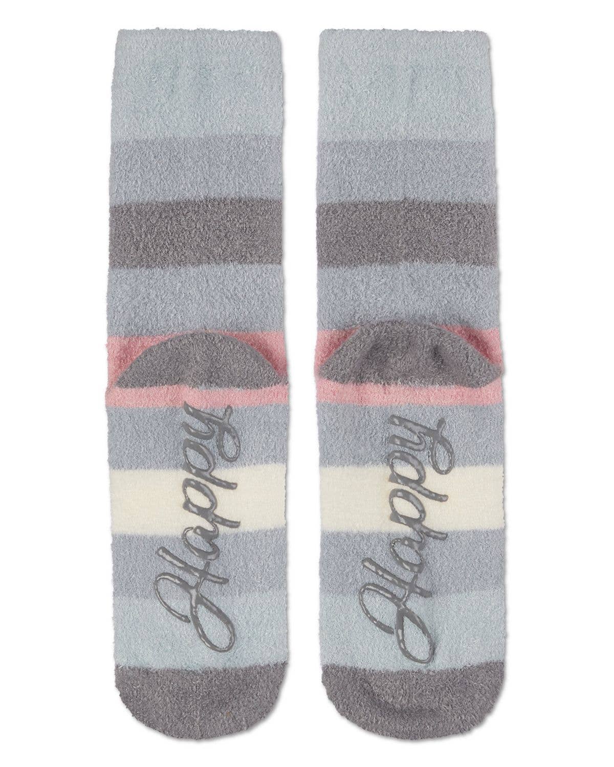 Infinity Classics International Inc. - Wholesale Socks - Women's - Wide Stripe Non-Skid Aloe Infused Crew3
