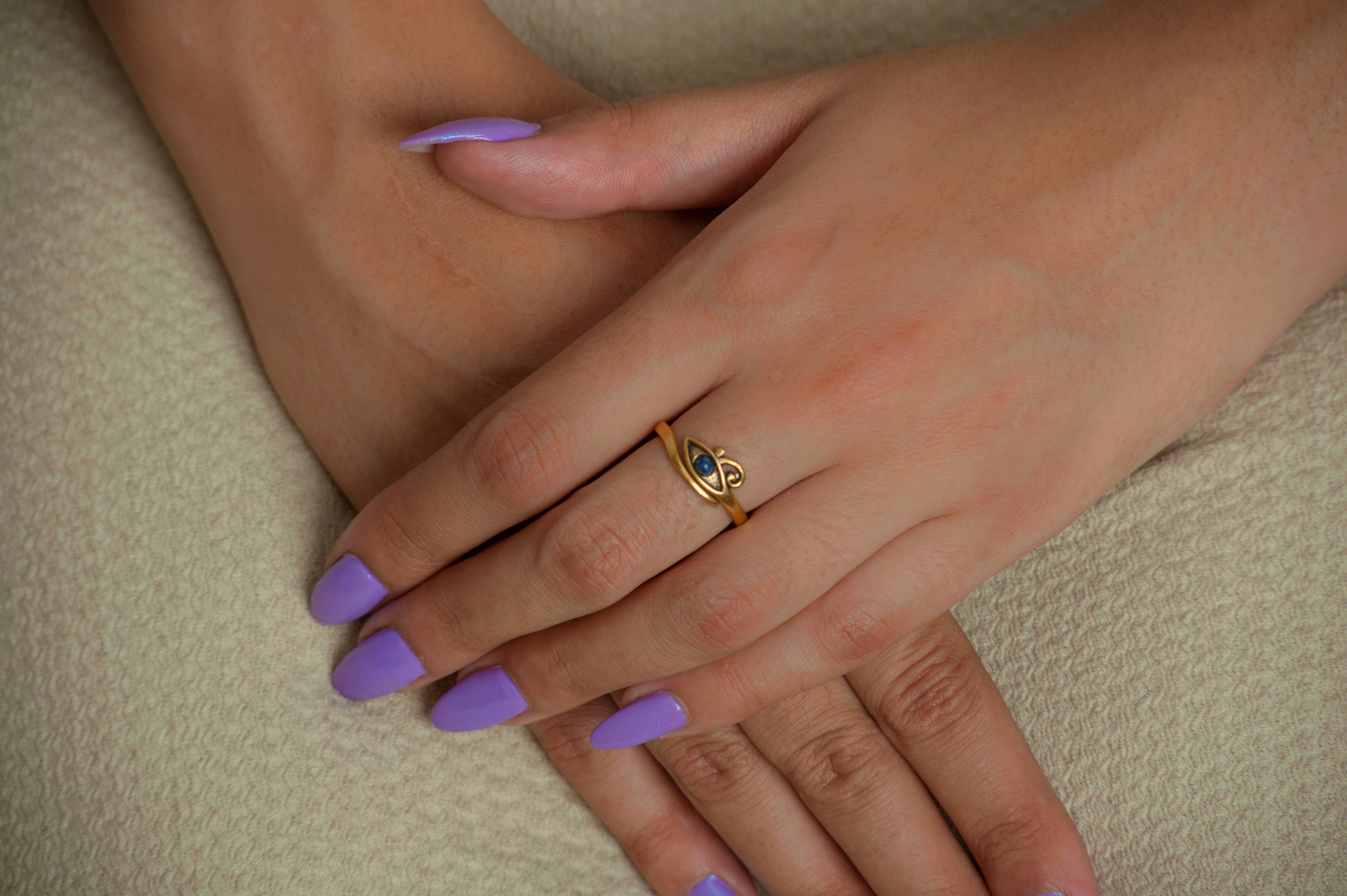 Discoveries, Inc. - Wholesale Cocktail/Statement Ring - Eye of Horus Ring with lapis, antiqued gold - adjustable3