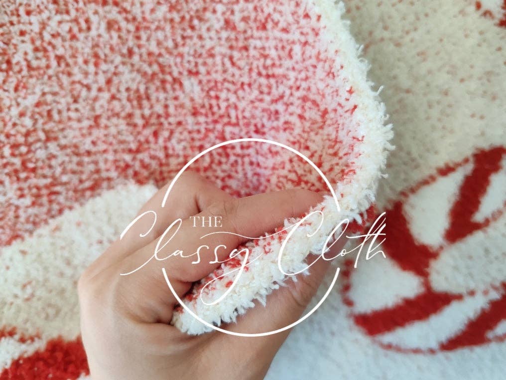 The Classy Cloth WS - Wholesale Throw Blanket - Christmas Luxe Blanket- Candy Cane RTS5