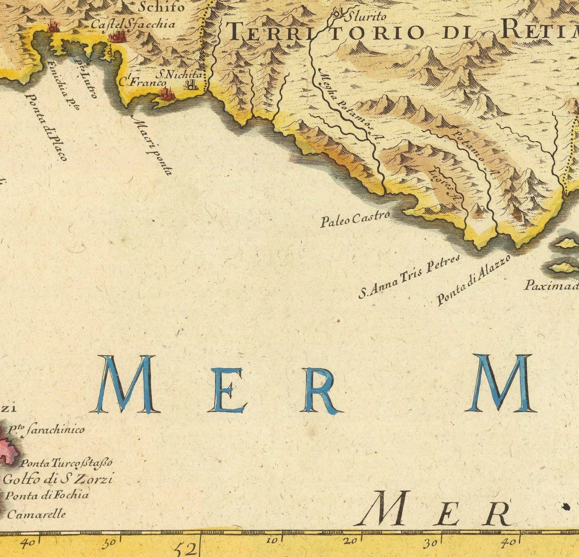 OldCityPrints - Old Maps and Posters - Wholesale Art Print - Old Map of Crete Island 1670 Gozzi, Santorini, Stampalia, Nio Greece Crete | Vintage Map Wall Art Print | Large Map Print2