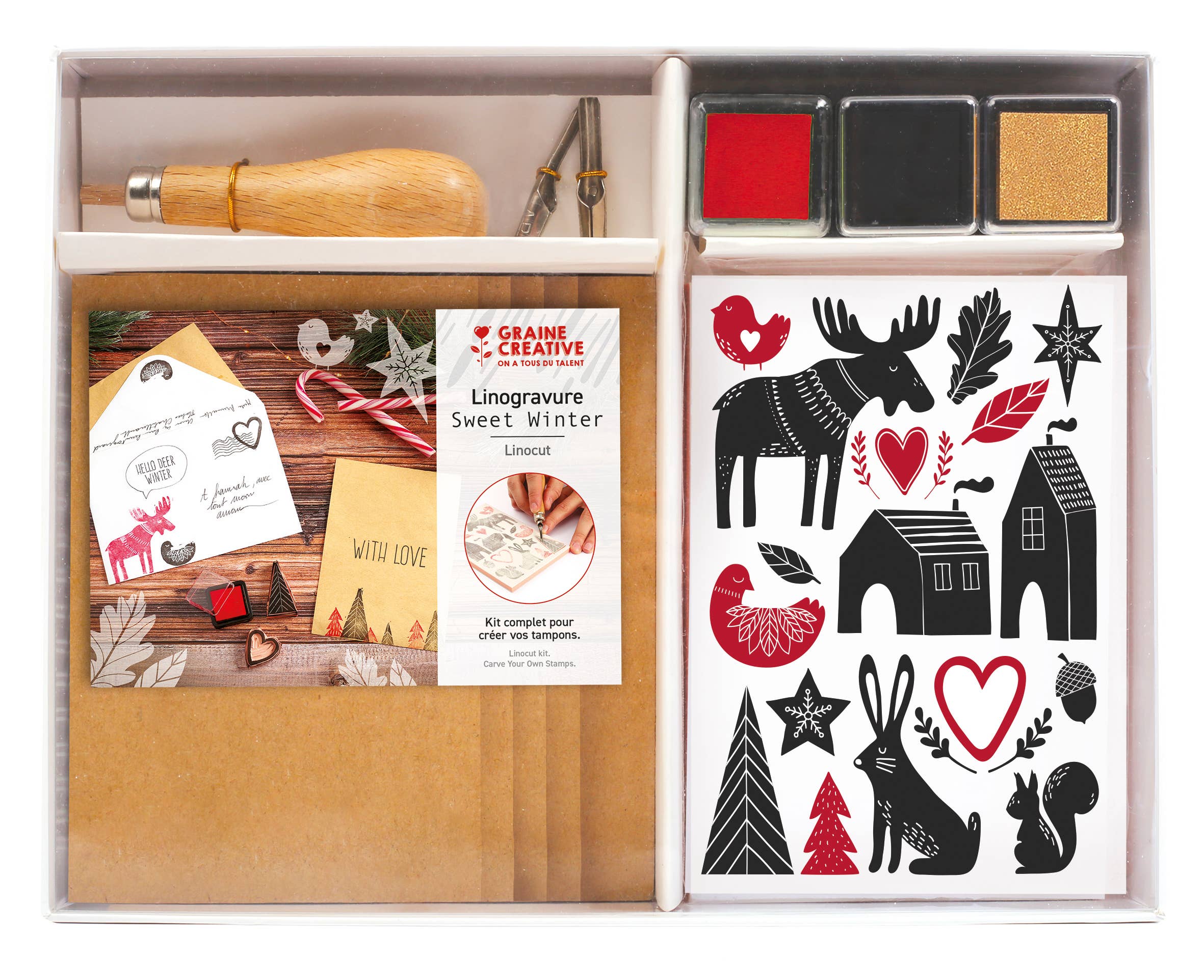 Graine Créative - Wholesale DIY Craft Kit - SCANDINAVIAN WINTER LINOCUT KIT0