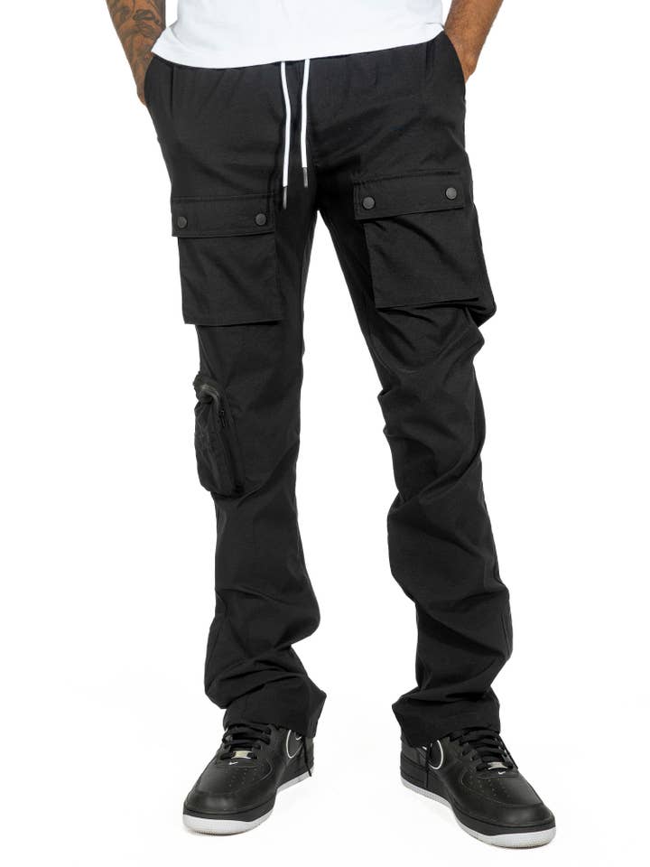 Pantalon empilé en nylon M1625 SARTONI - Noir pour la vente par Makobi