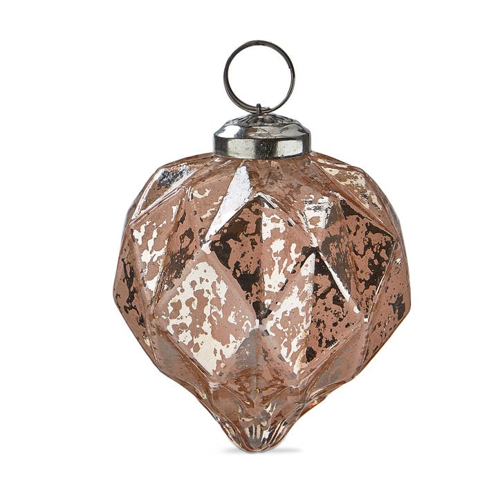 Vint Diamond Geo Ornament 3In Pink Glass Christmas for wholesale by tag