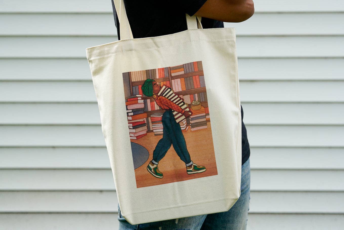 Pounded Yam Productions - Wholesale Tote Bag - Women's - Canvas Tote Bag - Book Stack1