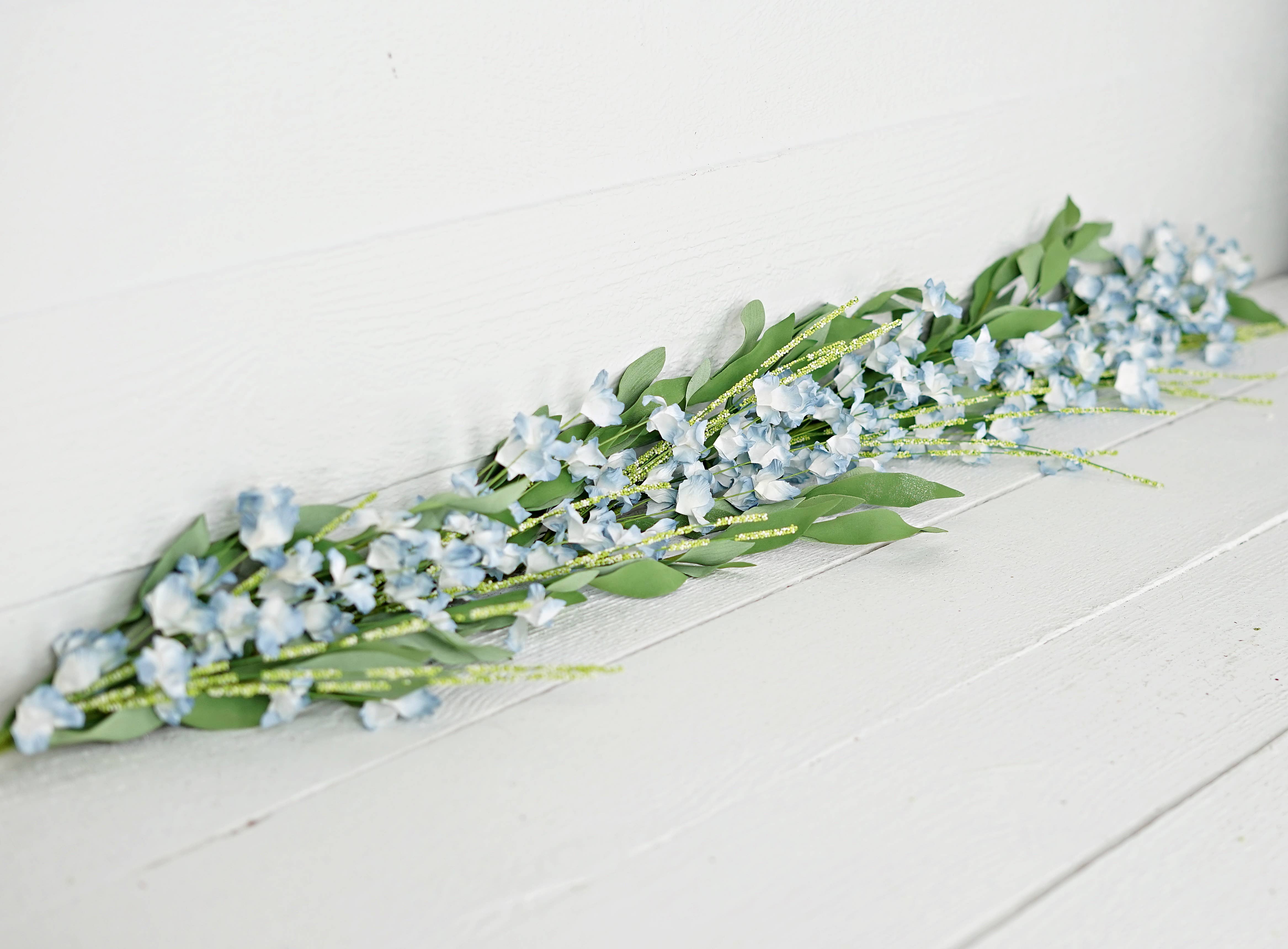 Impressive Enterprises, Inc. - Wholesale Artificial Flowers - 35111- 4ft Garland-Blue Cream Mountain Flowers1