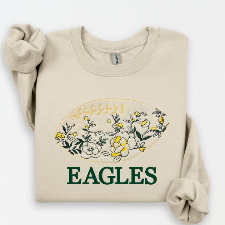 Floral Football Tee | Custom Gameday Colors | Embroidered for wholesale by Hillside Threads Wholesale