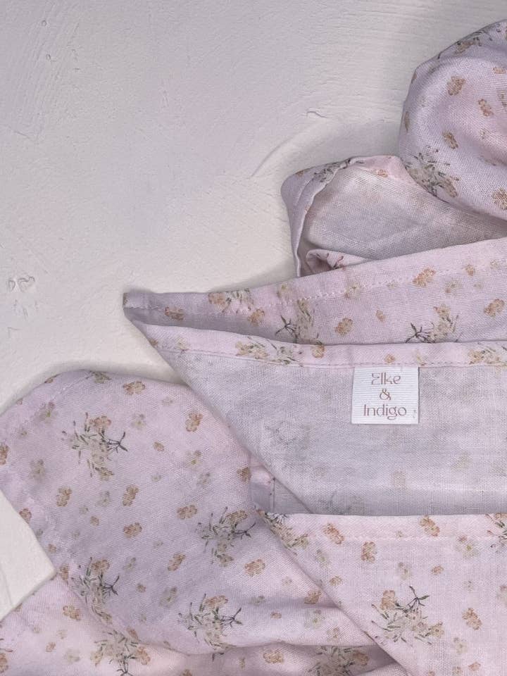 Organic Cotton Muslin Wrap - Lilac Bouquet for wholesale by Elke & Indigo