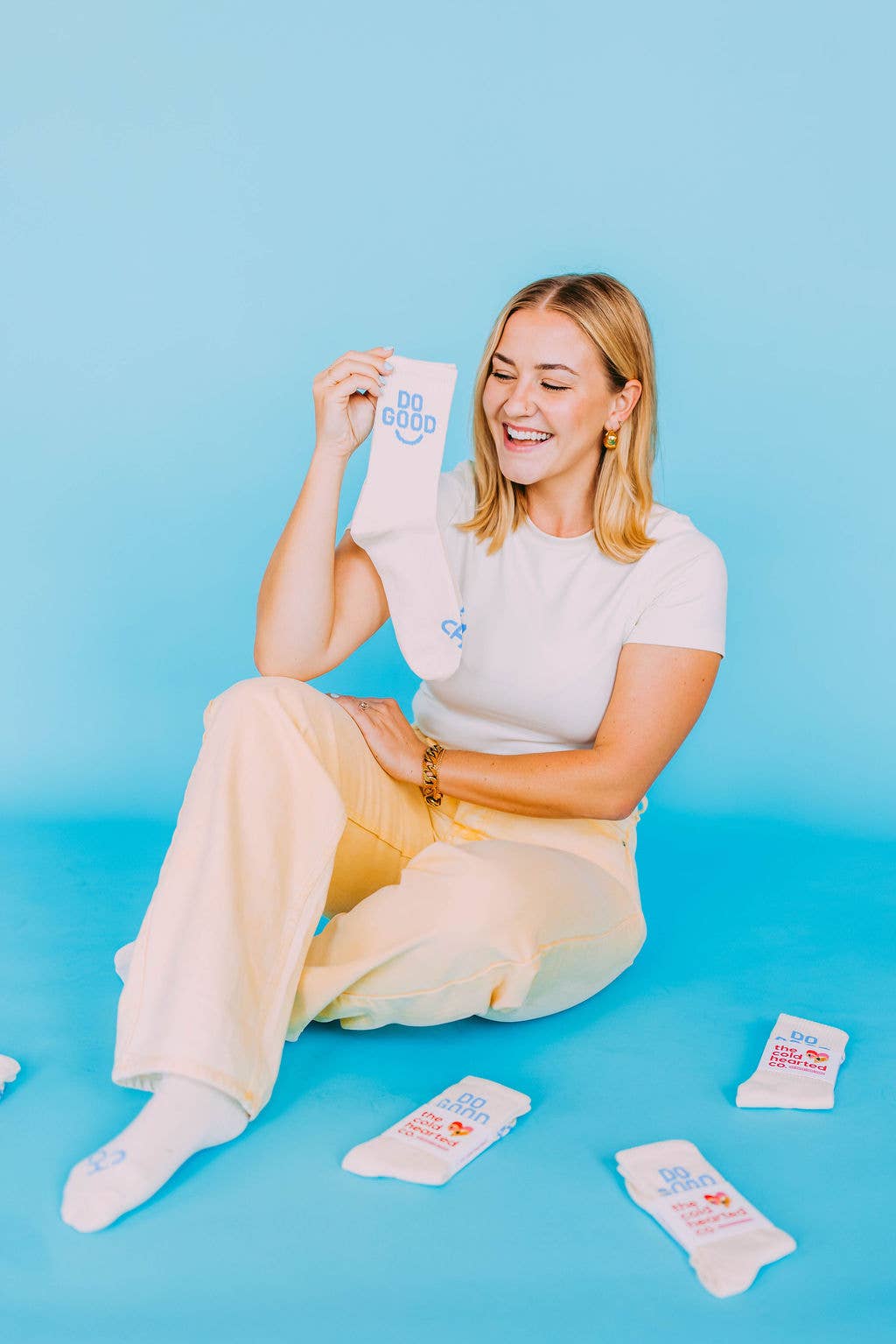 The Cold Hearted Collective - Wholesale Socks - Unisex - Cute Do Good Smiley Crew Socks1