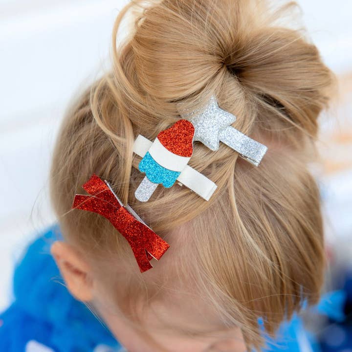 Sweet Wink - Wholesale Hair Clip - Kids - Bomb Pop Clip Set - 4th of July - Hair Clips