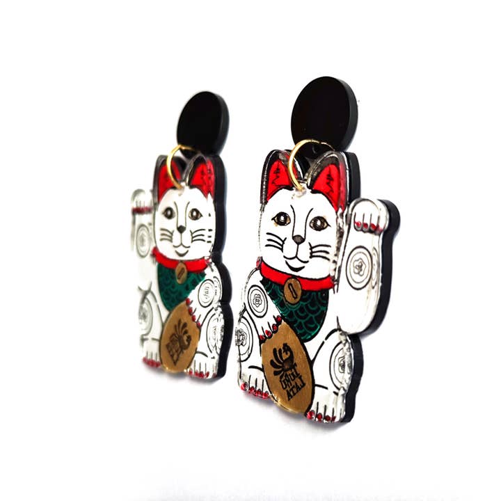 Turulata - Venta al por mayor Pendientes colgantes - GATO DE LA SUERTE grande