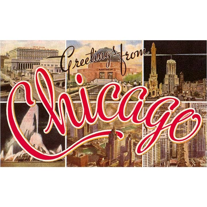 Postcard CH-40 Greetings from Chicago, Illinois for wholesale by Found Image Press
