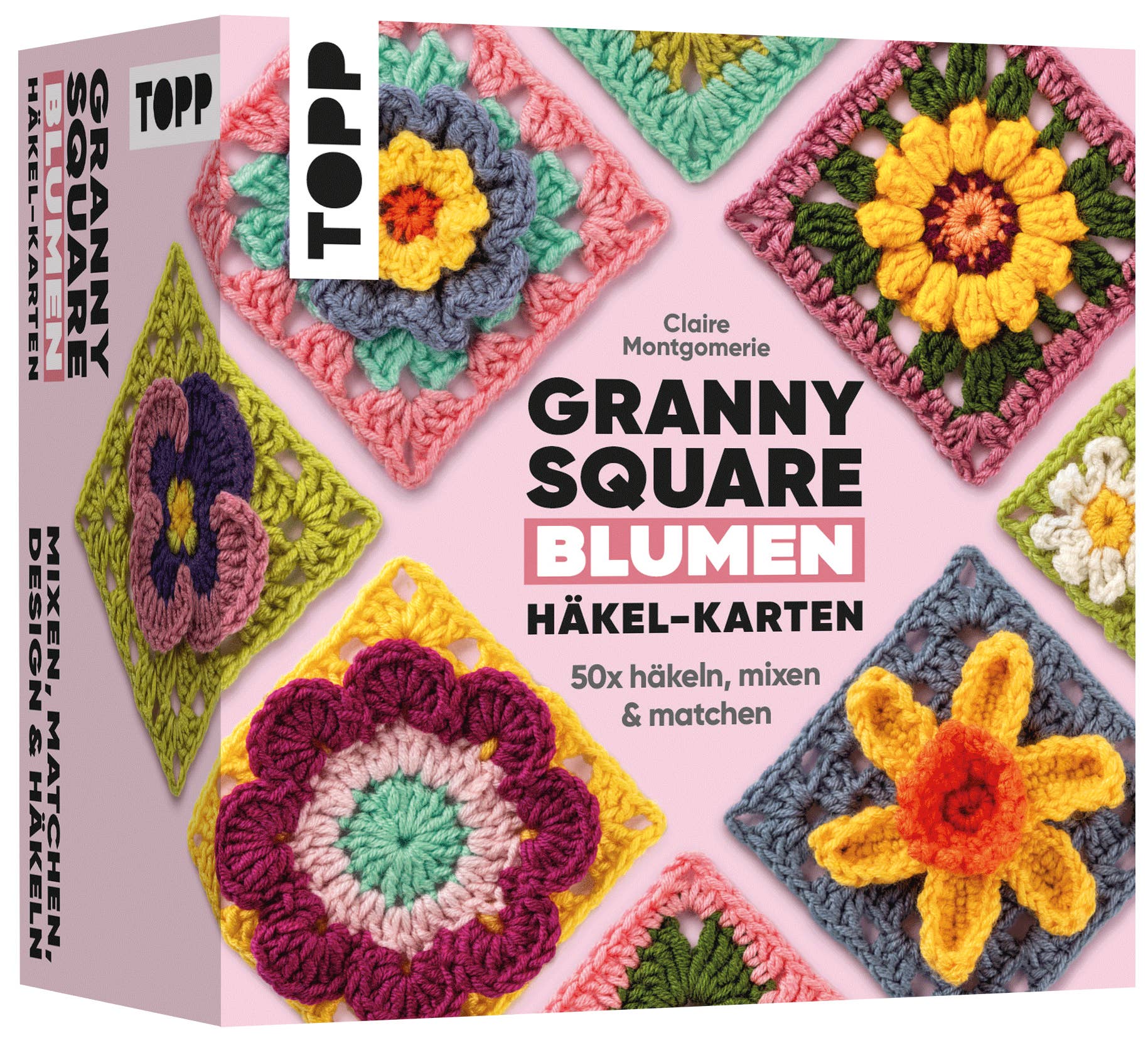 frechverlag TOPP & BusseSeewald – wholesale Material för stickning/virkning – Granny Square virkkade kort med blommotiv0