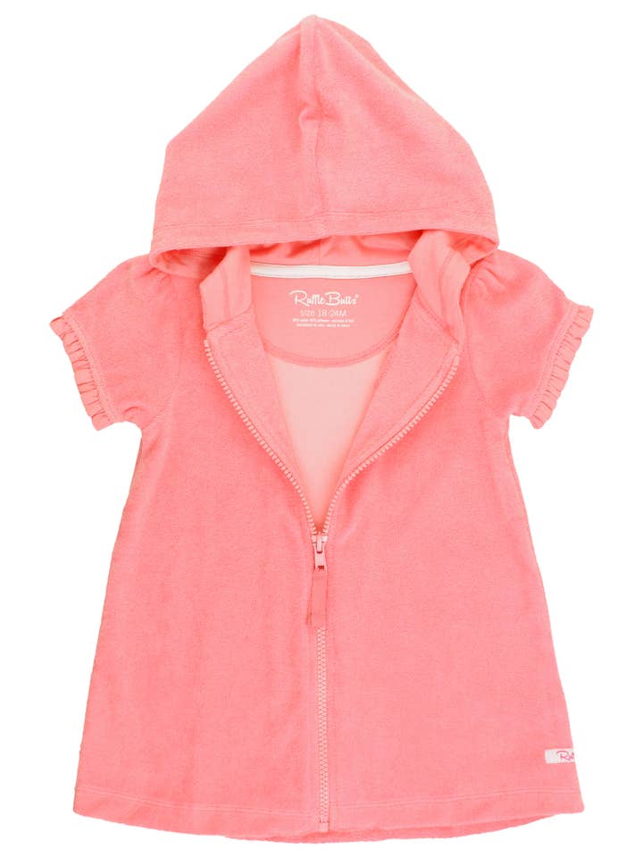 Rose Veste à capuche zippée en éponge rose chewing-gum pour filles en vente sur Faire6