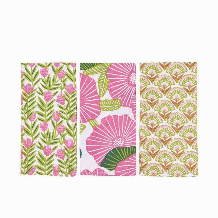 rockflowerpaper - Wholesale Tea Towel - POPPY PAPAVER Cotton Kitchen Towels, Set of 3