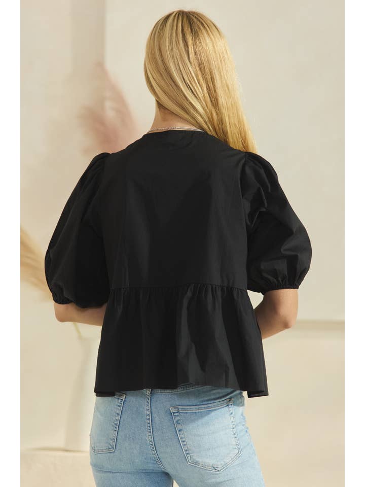 Oddi - Wholesale Blouse - Women's - Solid Cotton Poplin Front Tie Ribbon Blouse3