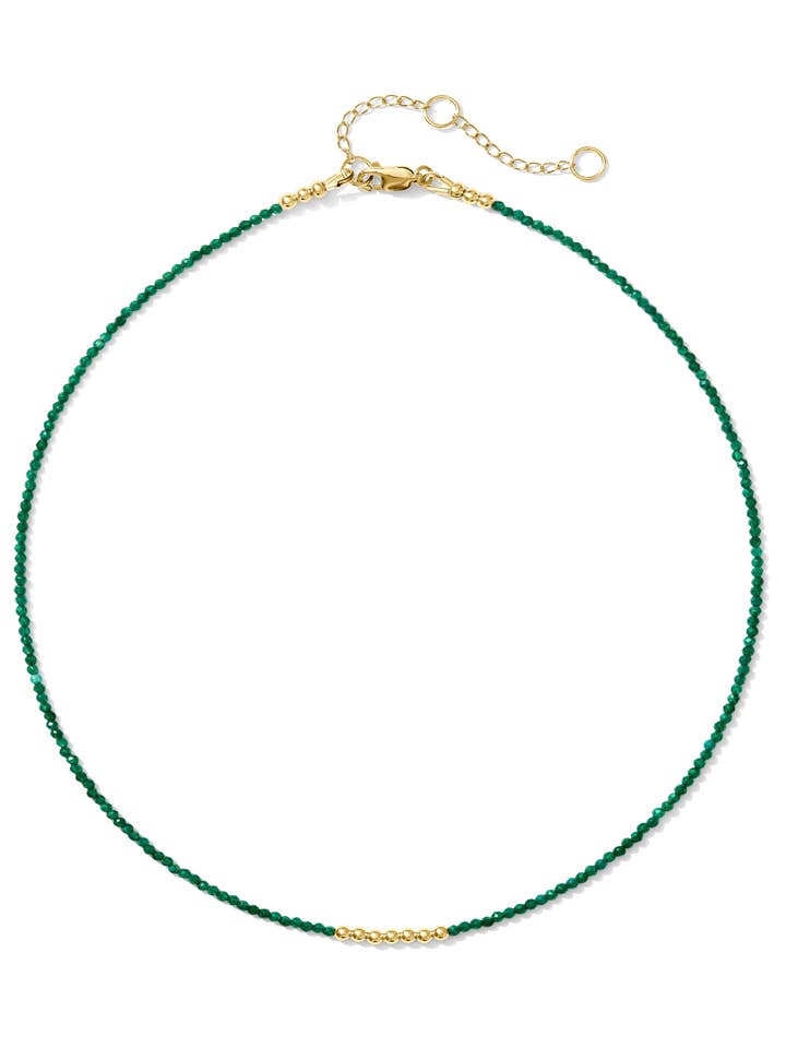 Collier en pierres précieuses délicates fait main Lucky en onyx vert Kelly pour la vente par Kaylie Dawn Jewelry