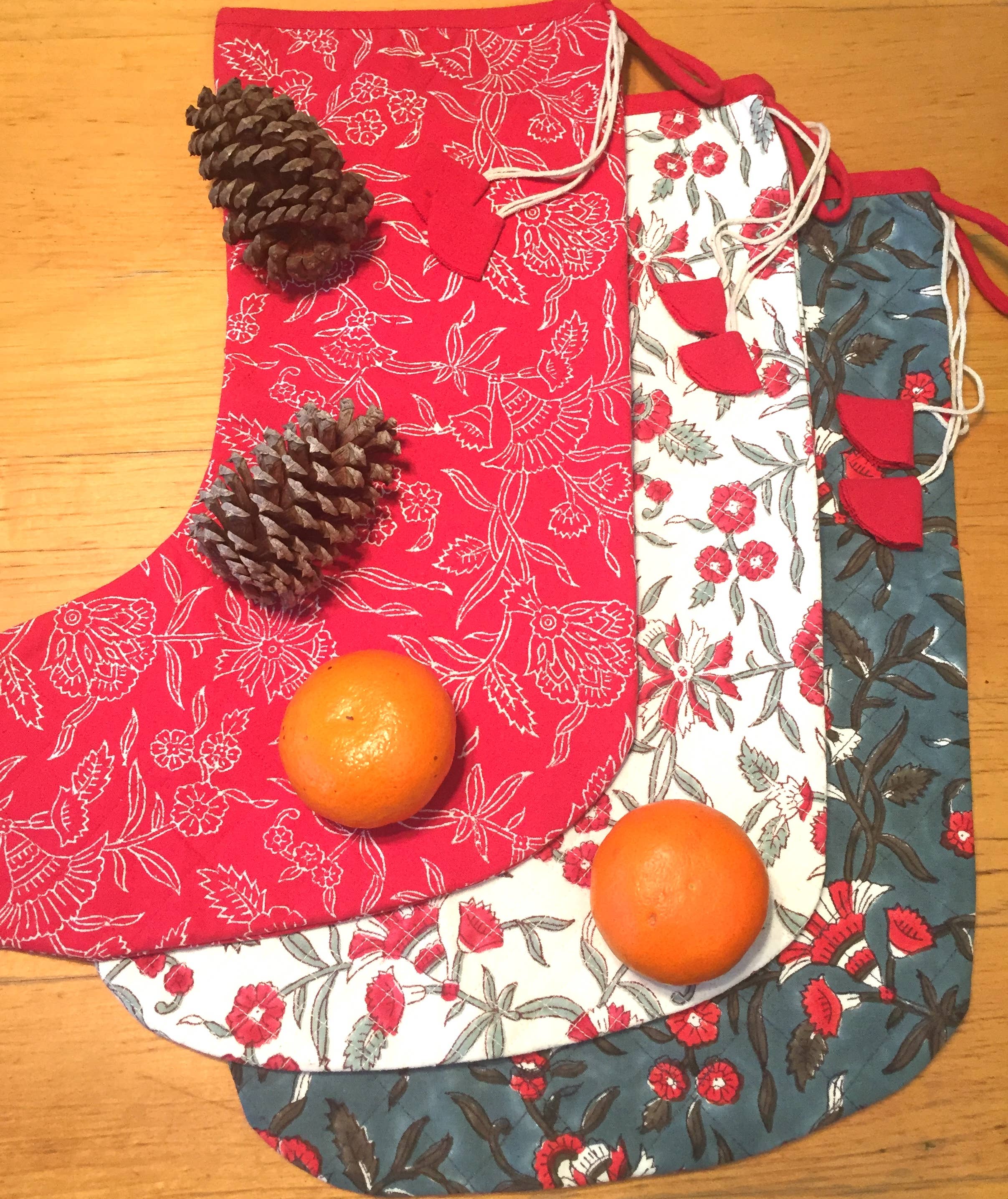 Mehera Shaw - Wholesale Holiday Stocking - Christmas Stockings in Hand Block Printed Cottons6