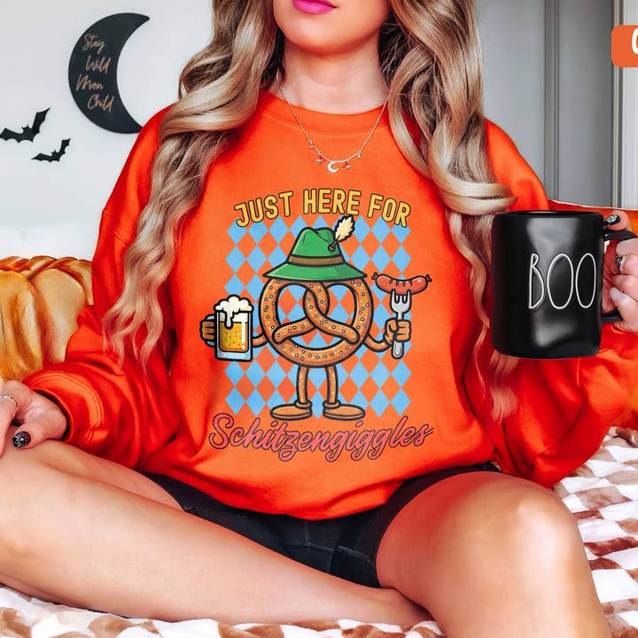 Vivtrek - Wholesale Screen Printed T-Shirt - Women's - Just Here for Schitzengiggles Funny German Beer Shirt7