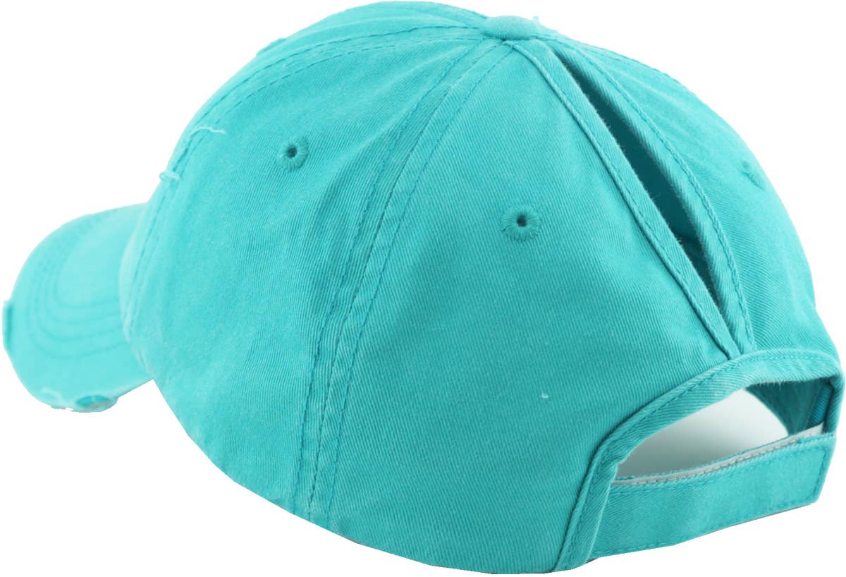 KBETHOS - Wholesale Ponytail Cap - Women's - Ponytail Washed Distressed Cotton Cap140