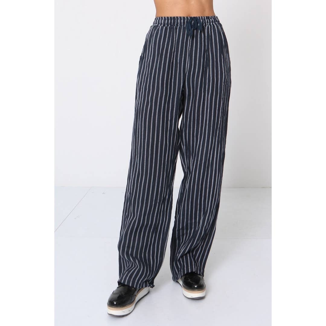 LÉA & LUC – wholesale Pants – Women's – Striped trousers in 100% linen REF.30132/21