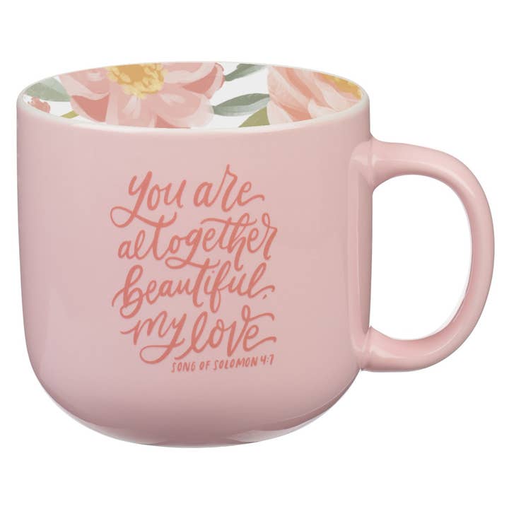 Mug Pink You Are Altogether Beautiful Song 4:7 for wholesale by Christian Art Gifts