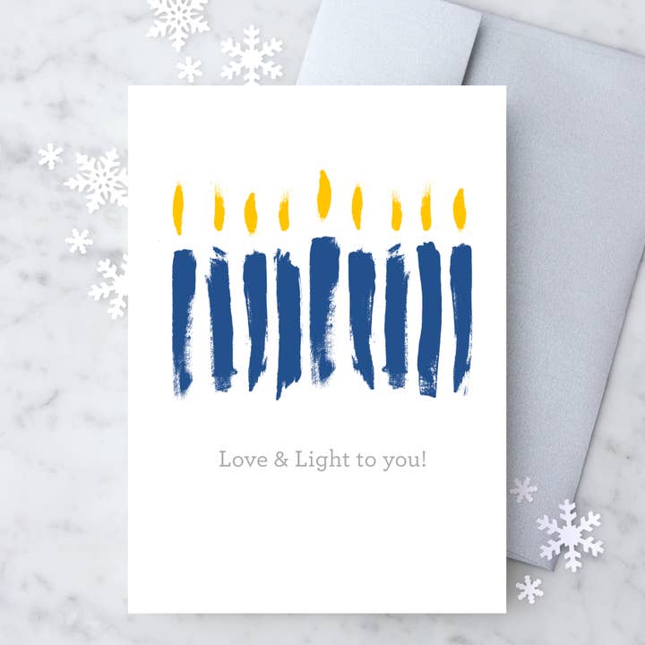 Hanukkah Love & Light - 8 tarjetas de felicitación en caja para venta al por mayor de Design With Heart