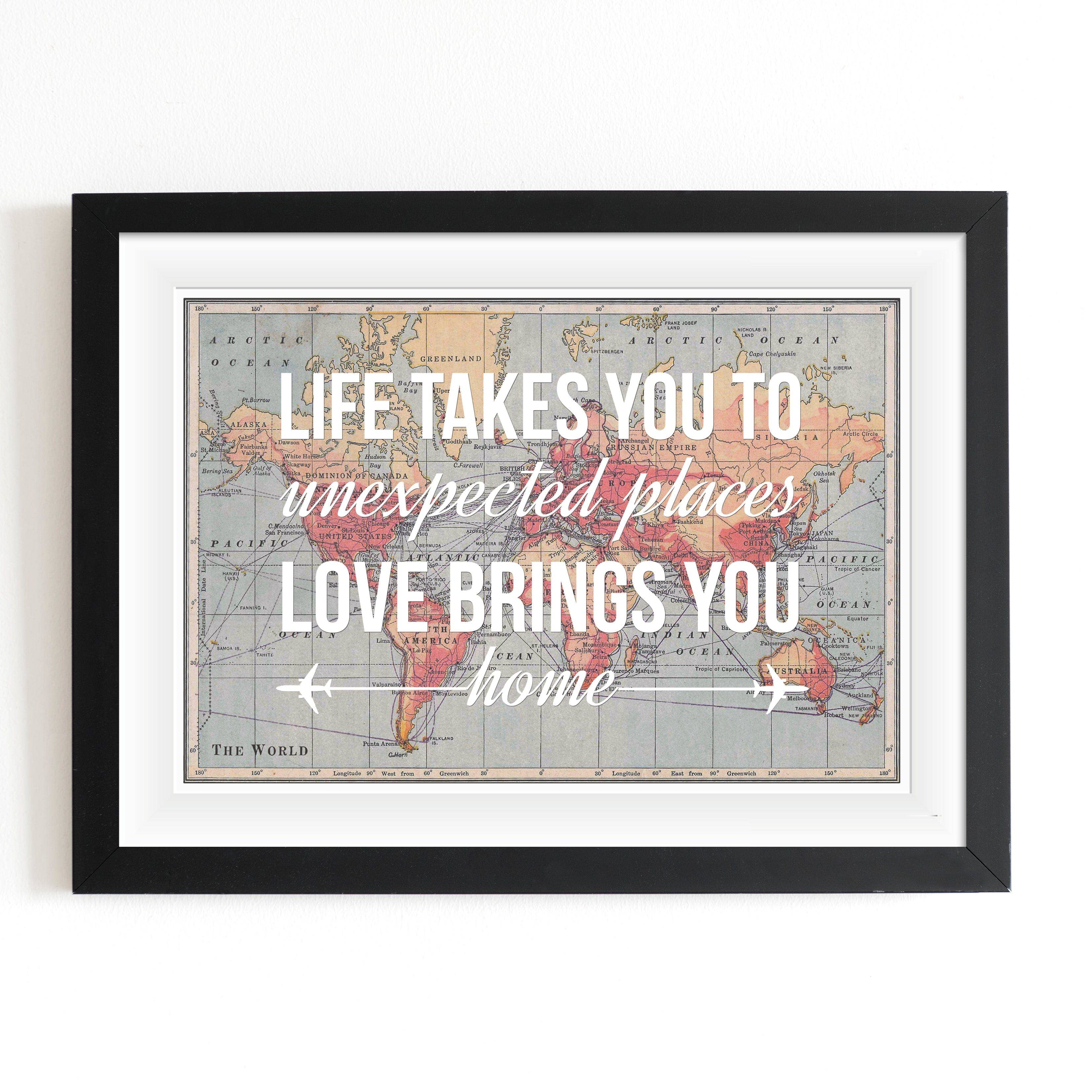 Of Life & Lemons – wholesale Art print – 'Life Takes You To Unexpected Places' World Map Print0