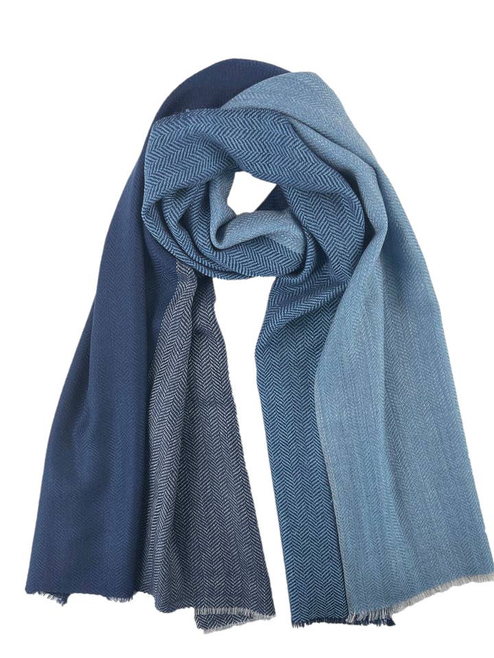 Bufanda reversible de doble sombra azul y gris para venta al por mayor de Rayz Intl