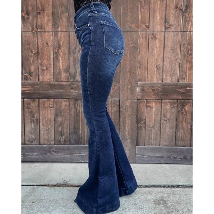 Blue Washed Pure Color Elegant Single-Breasted Jeans for wholesale on Faire1