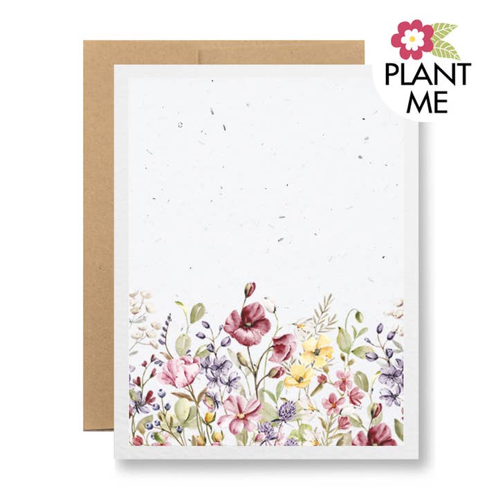Seedy Cards - Vente Carte de vœux classique - Carte de vœux en papier ensemencé - {bordure de fleurs sauvages}