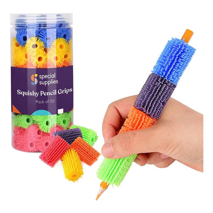 Squishy Pencil Grips for Kids and Adults - Pack of 50 for wholesale by Special Supplies