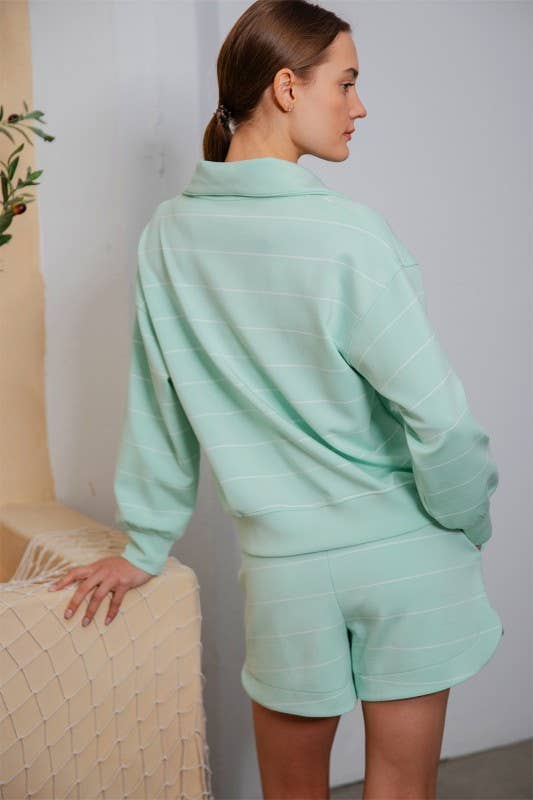 Sunday Morning - Vente Sweat-shirt – femme - T7299PL37 PULL À COL MONTANT À RAYURES ET FERMETURE ÉCLAIR DE GRANDE TAILLE 18