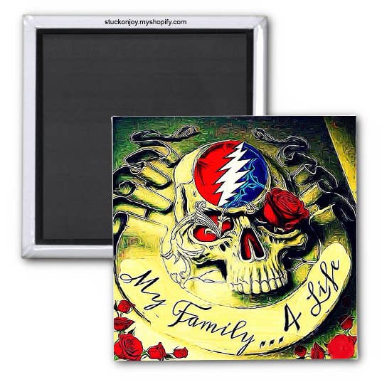 Grateful Dead "MY FAMILY 4 LIFE' 2X2 MAGNET and other Purchase Wholesale grateful dead merchandise. Free Returns & Net 60 Terms on Faire trending on Faire.