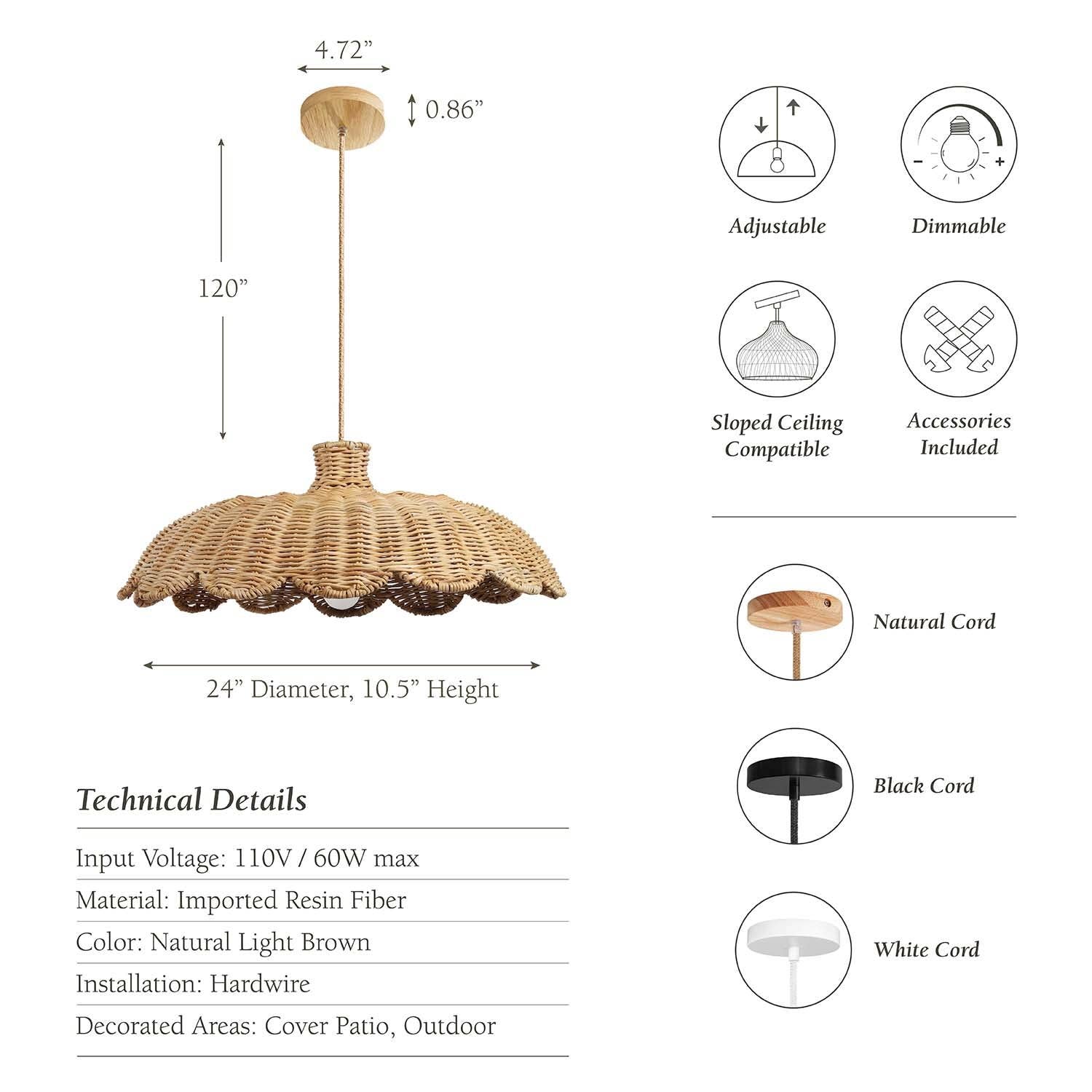Rowabi - Wholesale Chandelier/Hanging Light - Outdoor Aurelia Rattan Pendant Light3