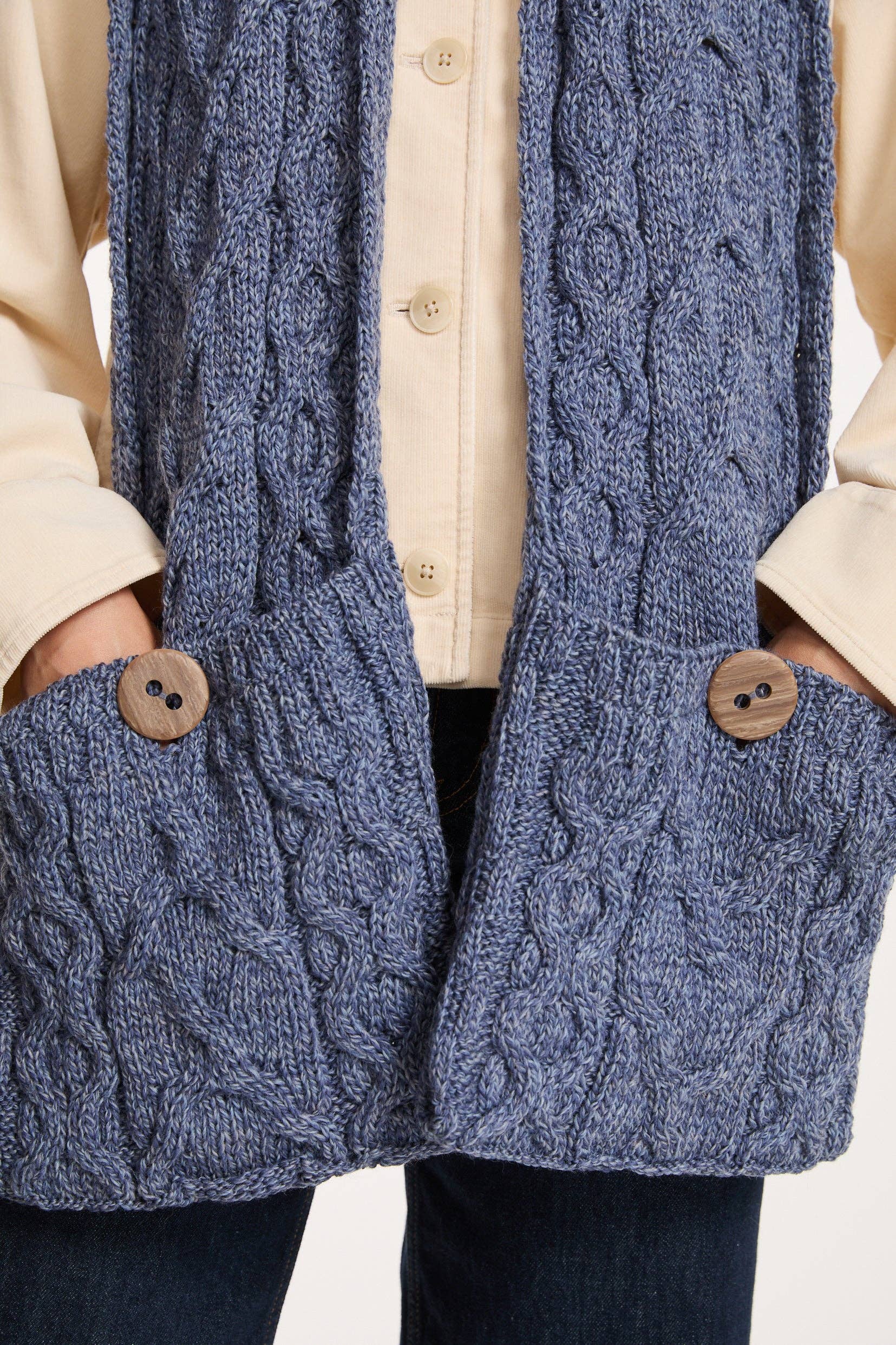 Aran Woollen Mills - Wholesale Scarf - Women's - Moy Aran Pocket Scarf - Denim2