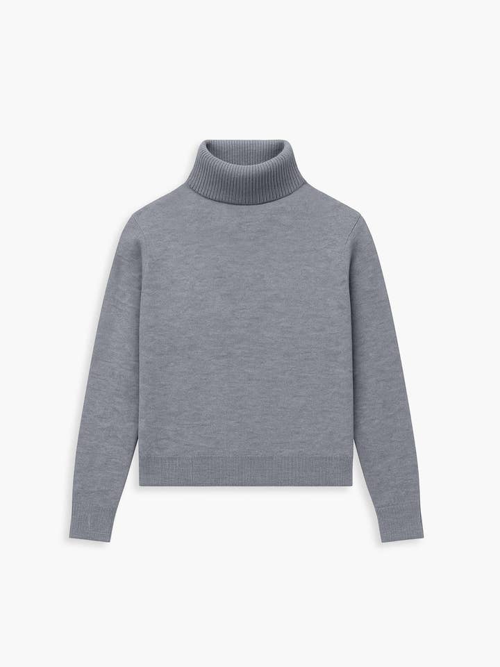 Women's Travel Merino Turtleneck - Light Grey for wholesale by Ministry Of Supply