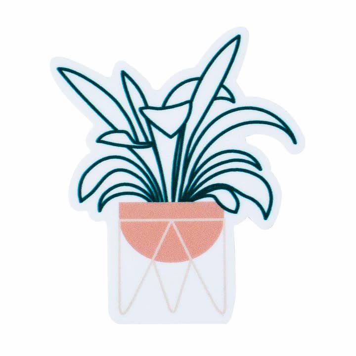 Autocollant illustré | Support de plante Fougère plante d'intérieur pour la vente par Line & Kind Paper Co.