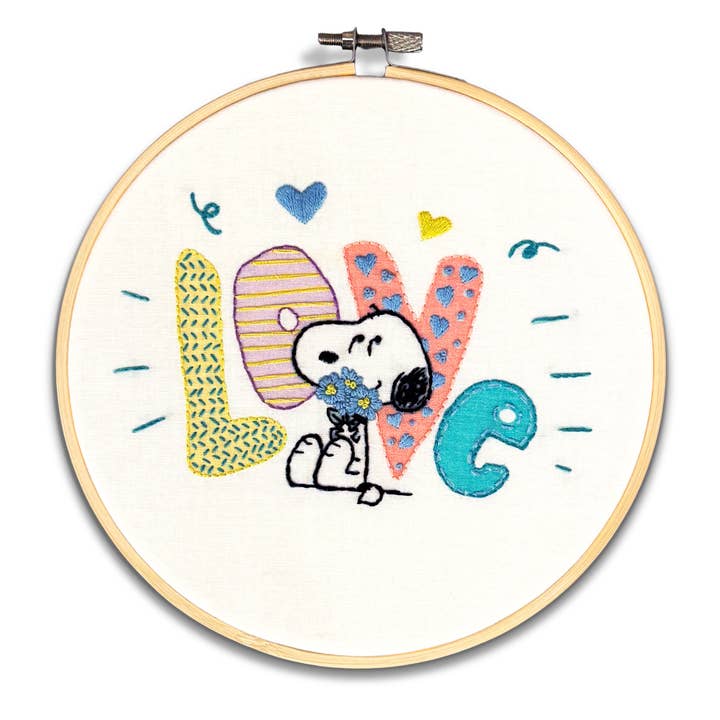 Peanuts - Love Snoopy Embroidery Kit for wholesale by The Crafty Kit Company
