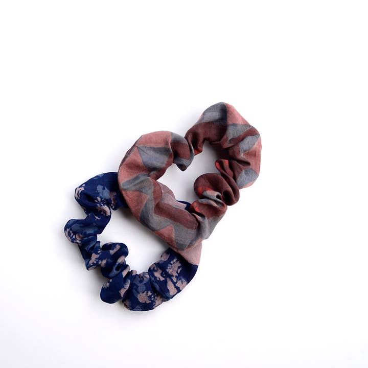 Ichcha - Wholesale Scrunchie - Women's - Scrunchies | Cotton Silk Hand Dyed + Block Print (set of 2)8
