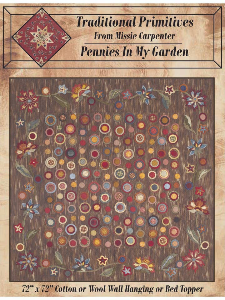 Patrón de apliques de lana de Pennies In My Garden para venta al por mayor de Traditional Primitives