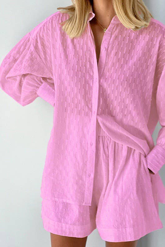 Miss Sparkling – wholesale Set med topp och shorts – Dam – Set med två delar: shorts och långärmad blus med knappar2