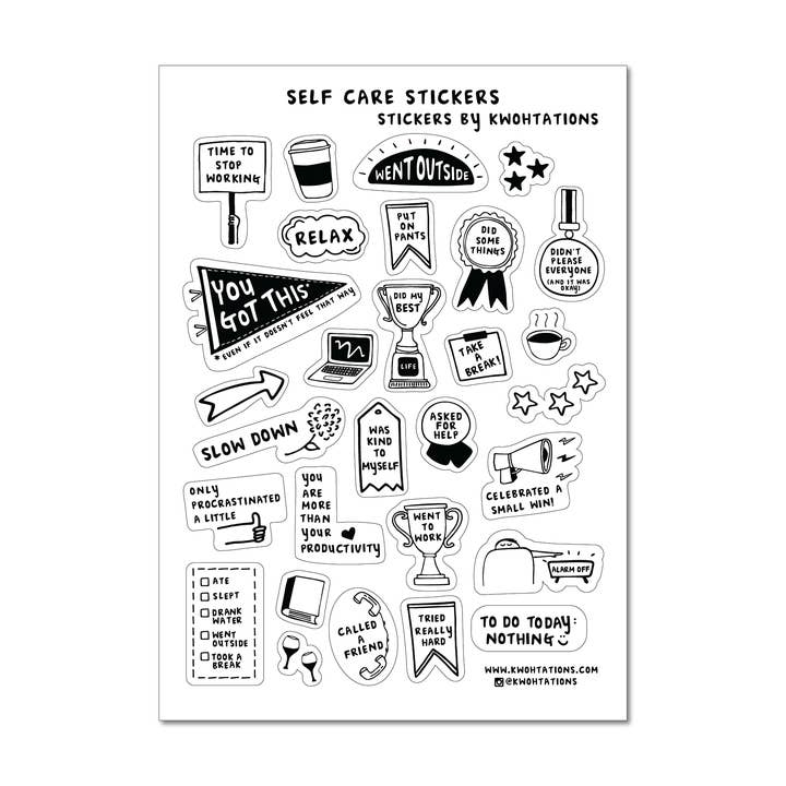 Feuille d'autocollants de soins personnels - Autocollants transparents pour planificateur pour la vente par Kwohtations