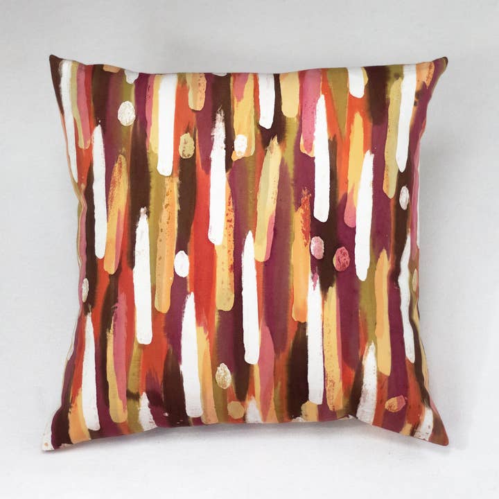 Hand Painted Pillow Cover Rain Red for wholesale by WinterSun + NuevoSol